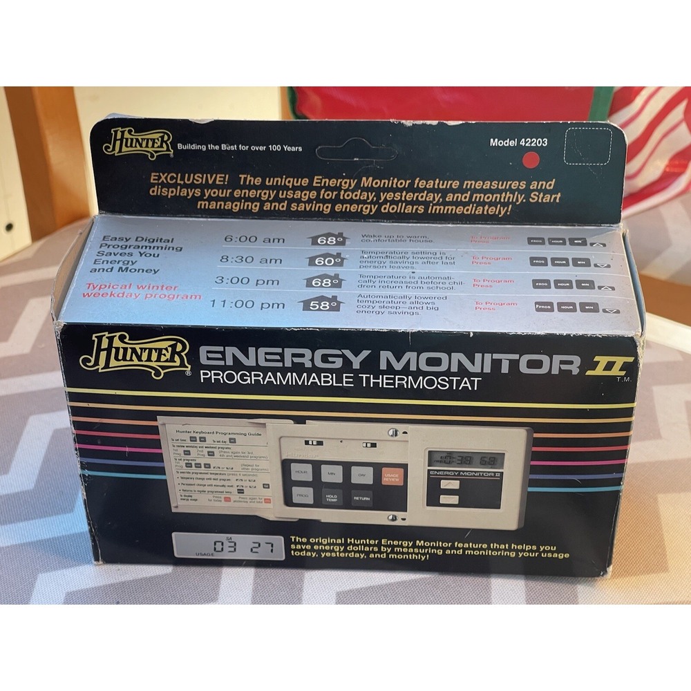 Vtg 1988  In Box Hunter Energy Monitor‎ II Programmable Thermostat 42203